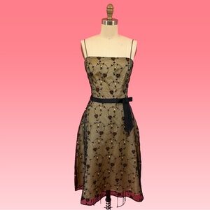 Vintage 1995 Coquette SILK Organza Overlay Spaghetti Strap Midi Dress DREAM